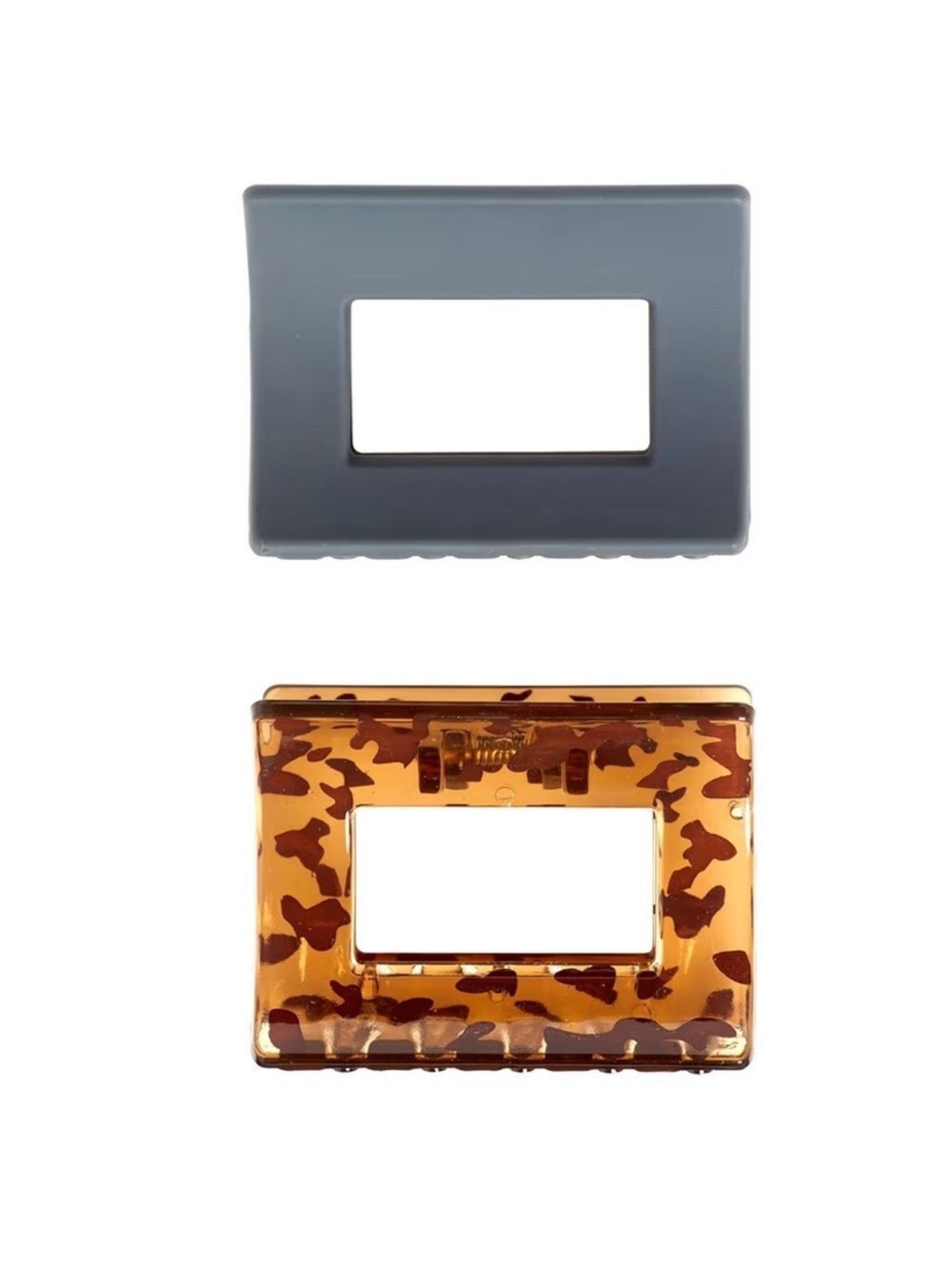 Goody Men or Women Black Tortoise Shell Brown Square Claw Hair Clips set of 2